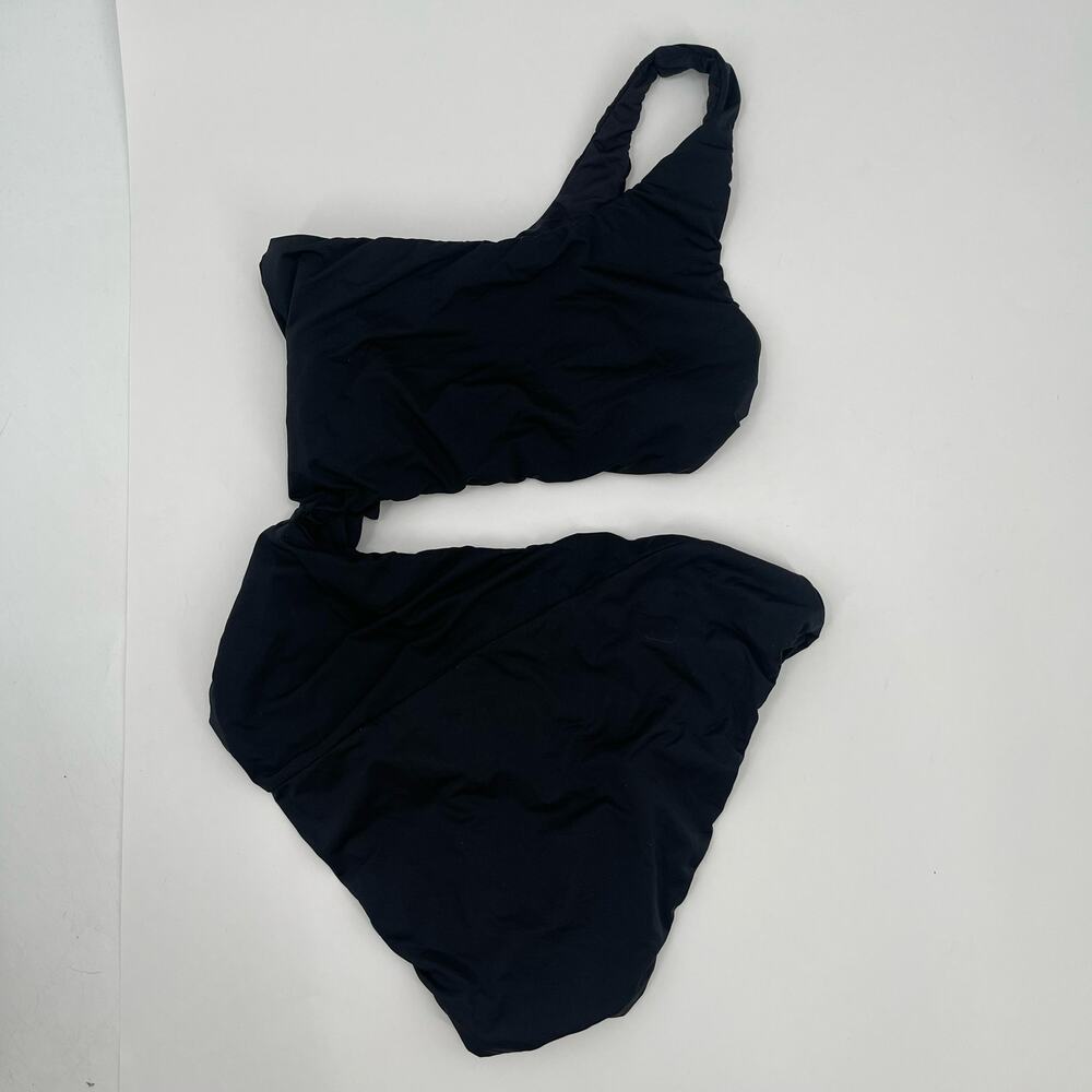 BCBGMAXAZRIA Swimsuit Size 4 One Piece Black Cutout One Shoulder Asymmetrical - Picture 4 of 13